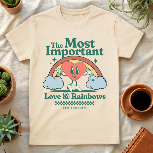 LOVE AND RAINBOWS T-SHIRT - T-Shirt - Astrotees.co