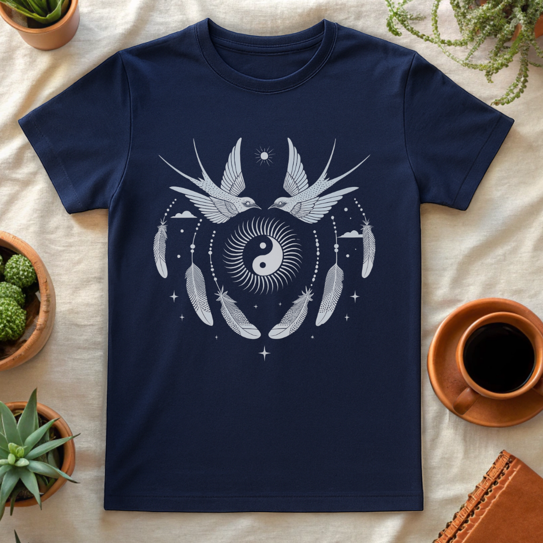 YIN FEATHERS T-SHIRT - T-Shirt - Astrotees.co