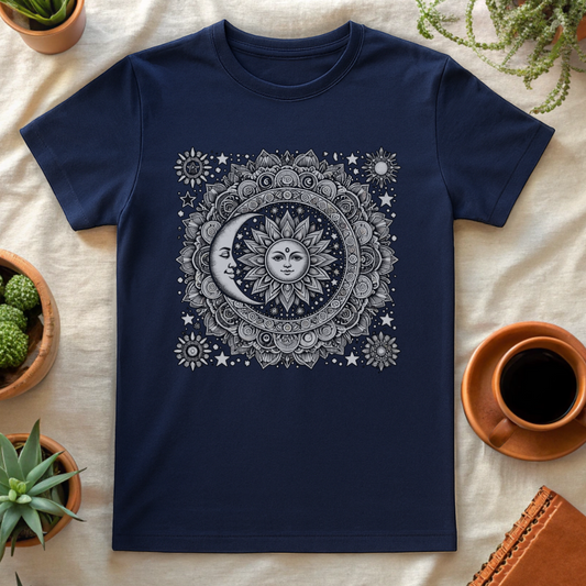 MANDALA SUN & MOON T-SHIRT - T-Shirt - Astrotees.co