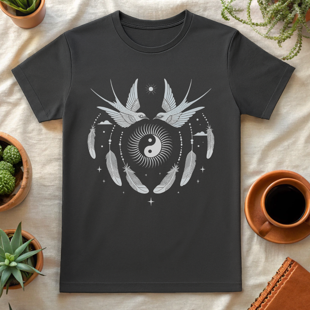 YIN FEATHERS T-SHIRT - T-Shirt - Astrotees.co