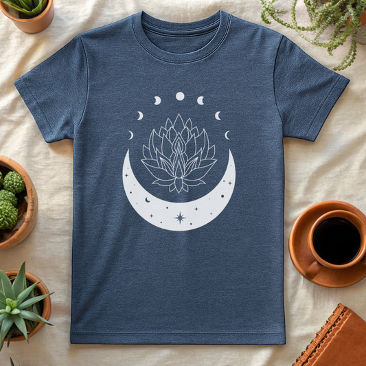 LOTUS AND MOON T-SHIRT - T-Shirt - Astrotees.co