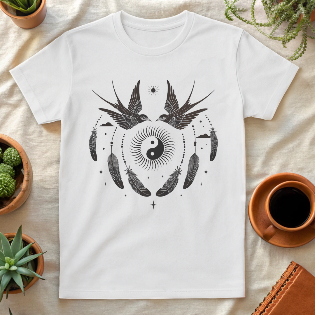 YIN FEATHERS T-SHIRT - T-Shirt - Astrotees.co