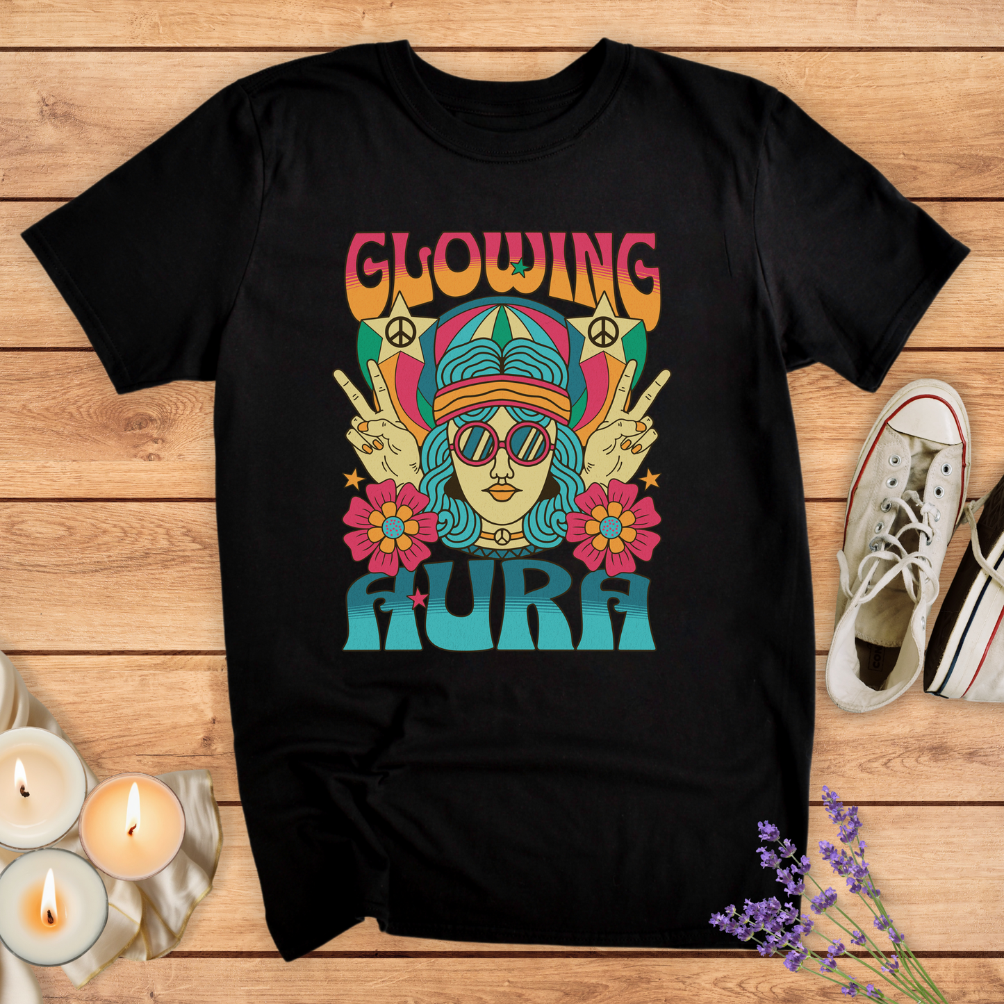 GLOWING AURA T-SHIRT - Print Material - Vibe Culture