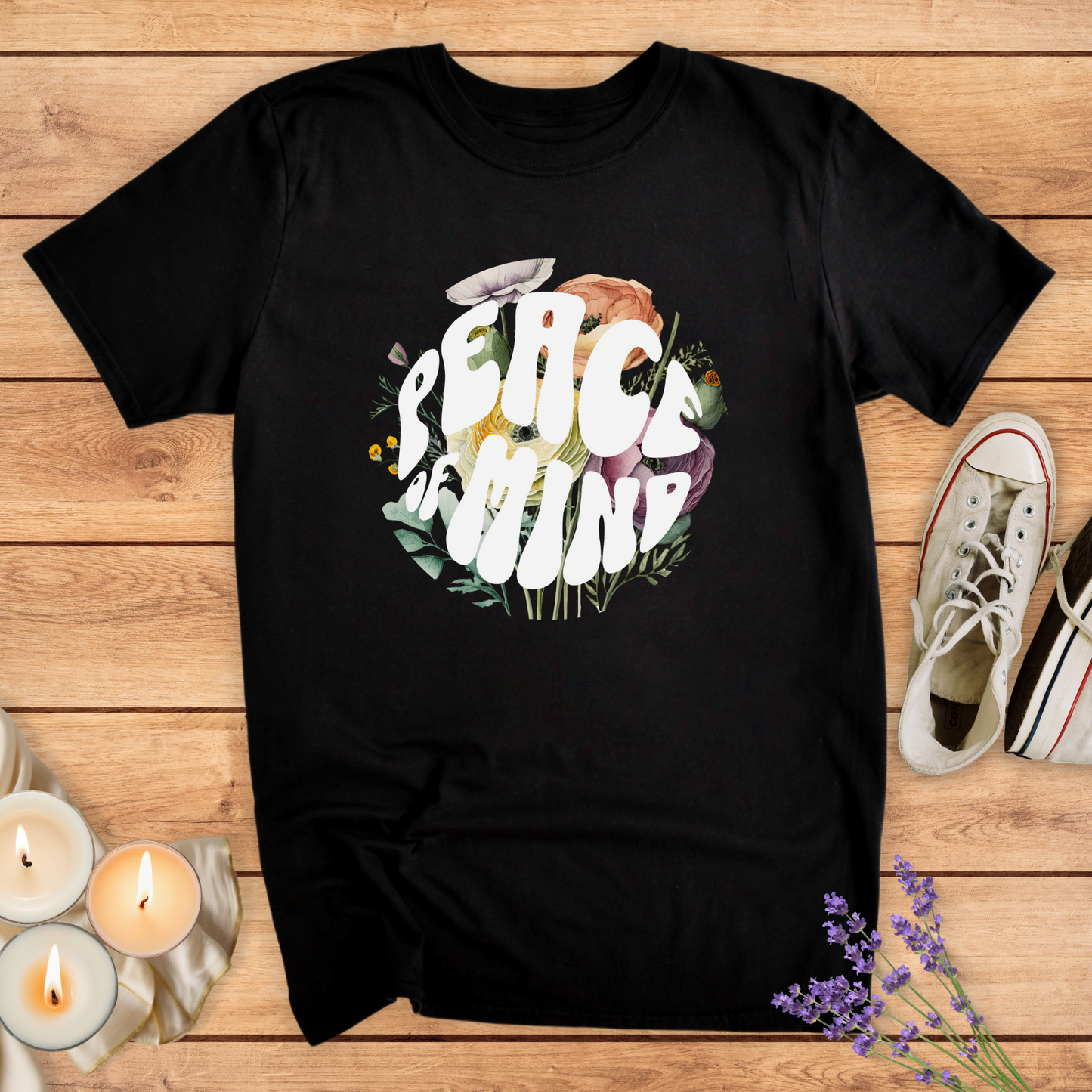 PEACEFUL FLOWERS T-SHIRT - Print Material - Vibe Culture