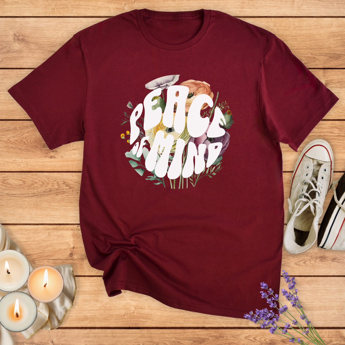 PEACEFUL FLOWERS T-SHIRT - Print Material - Vibe Culture