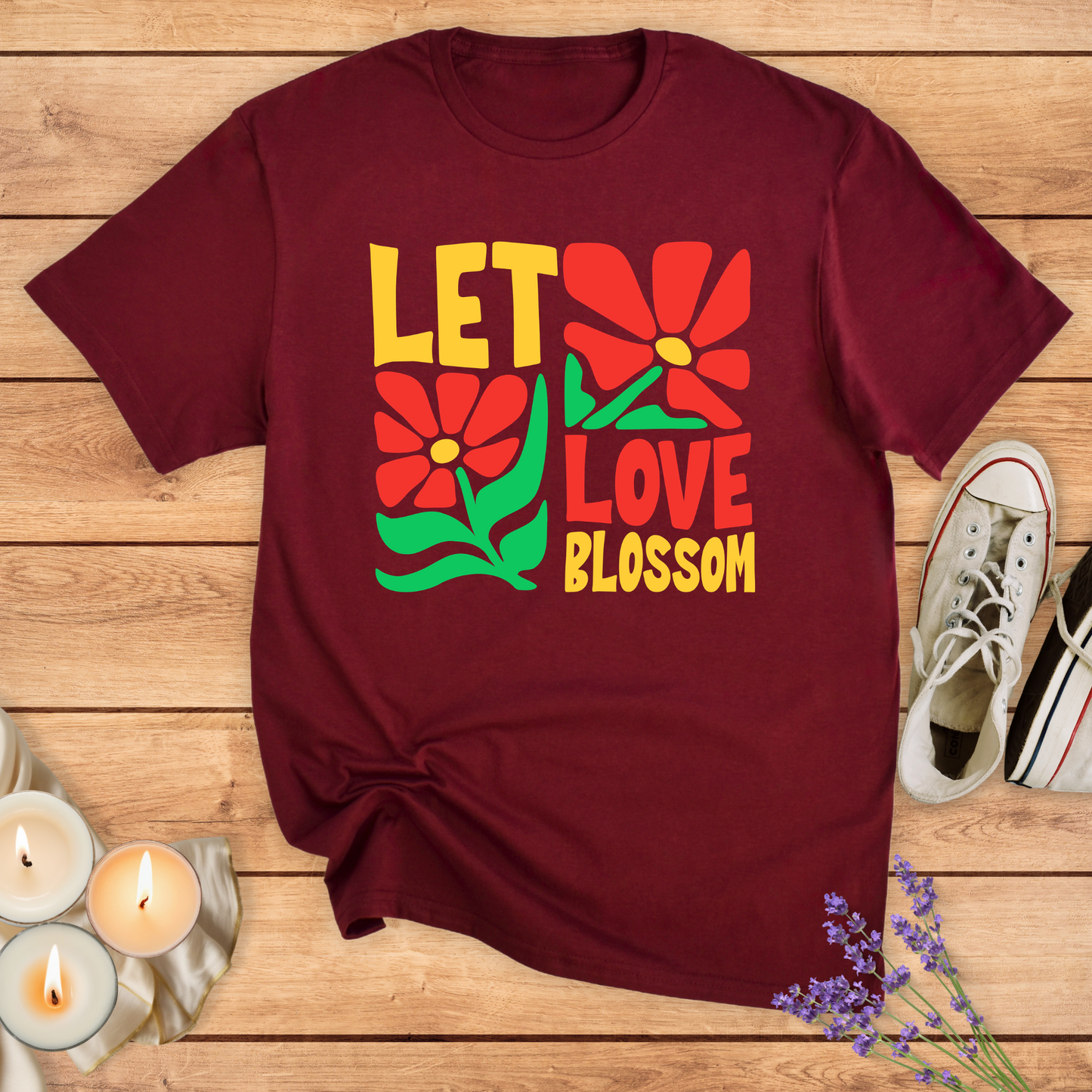 LET LOVE BLOSSOM T-SHIRT - Print Material - Vibe Culture