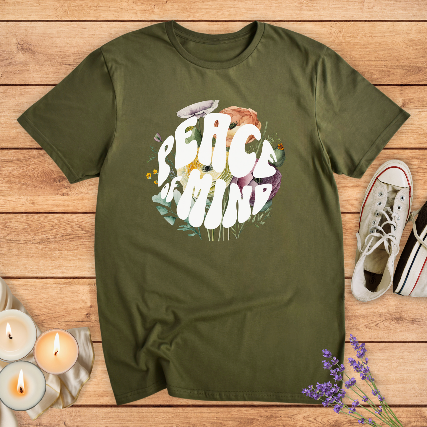 PEACEFUL FLOWERS T-SHIRT - Print Material - Vibe Culture