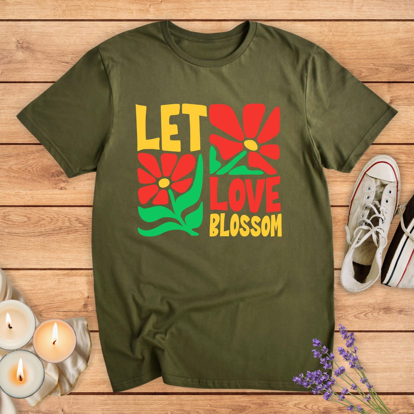 LET LOVE BLOSSOM T-SHIRT - Print Material - Vibe Culture