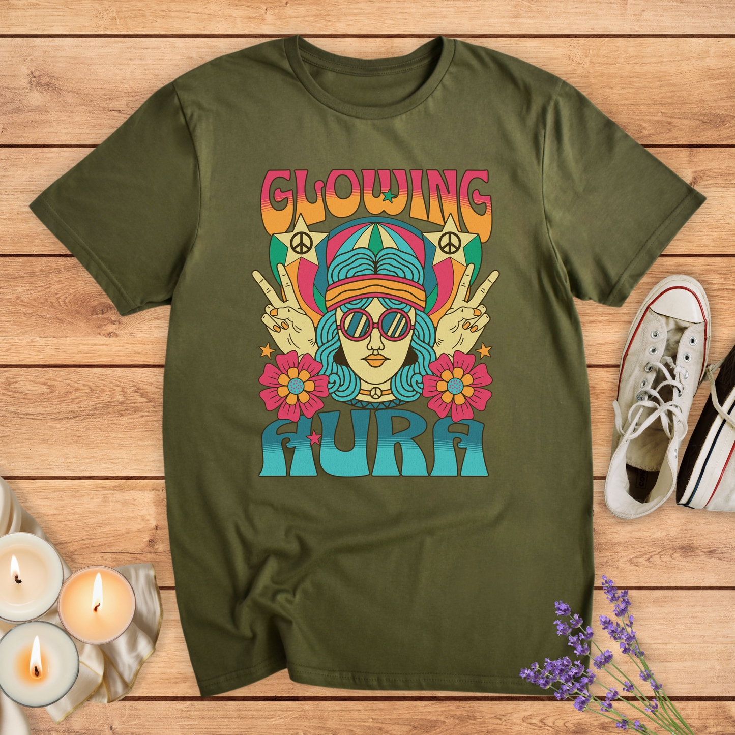 GLOWING AURA T-SHIRT - Print Material - Vibe Culture