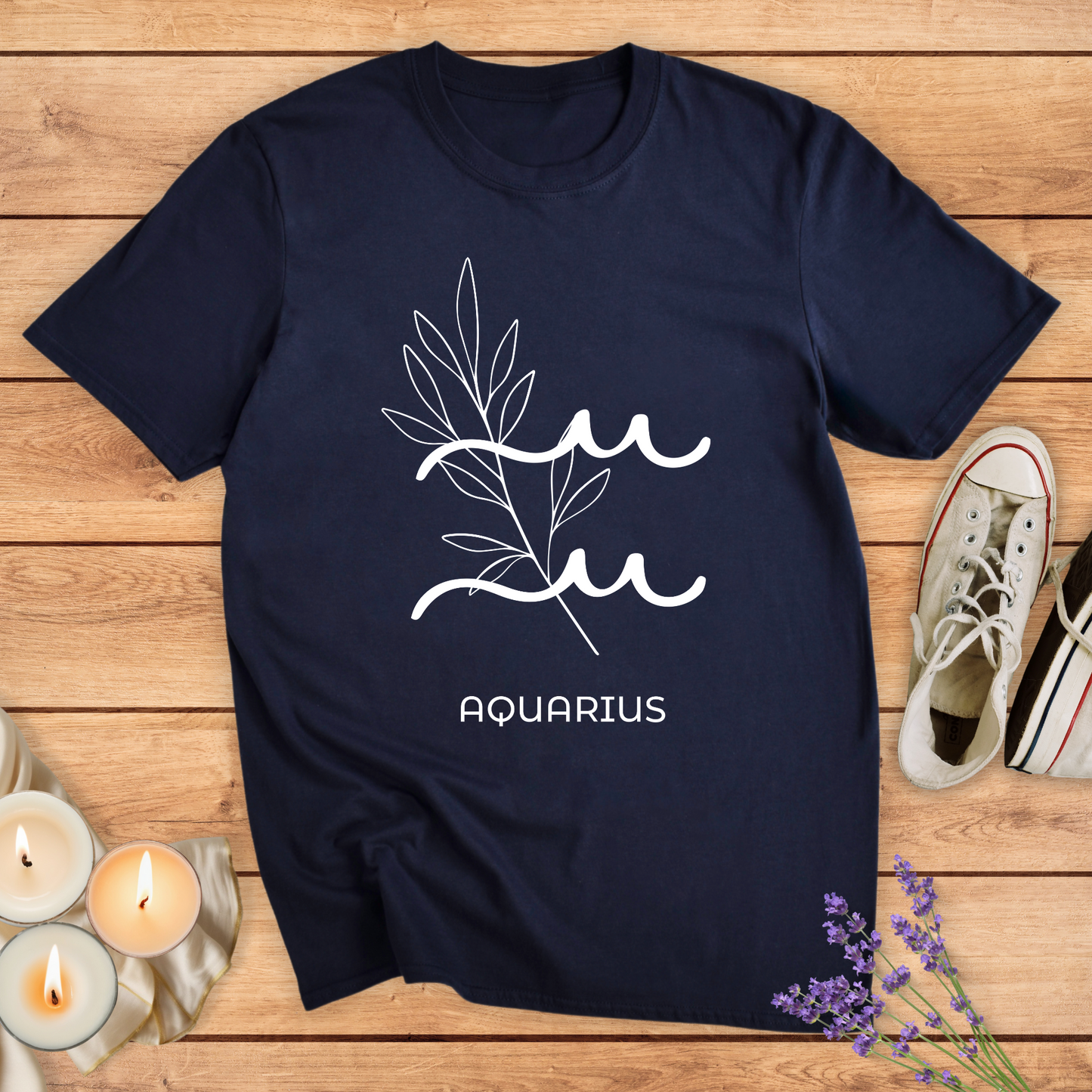 AQUARIUS FLOWER SIMPLE T-SHIRT
