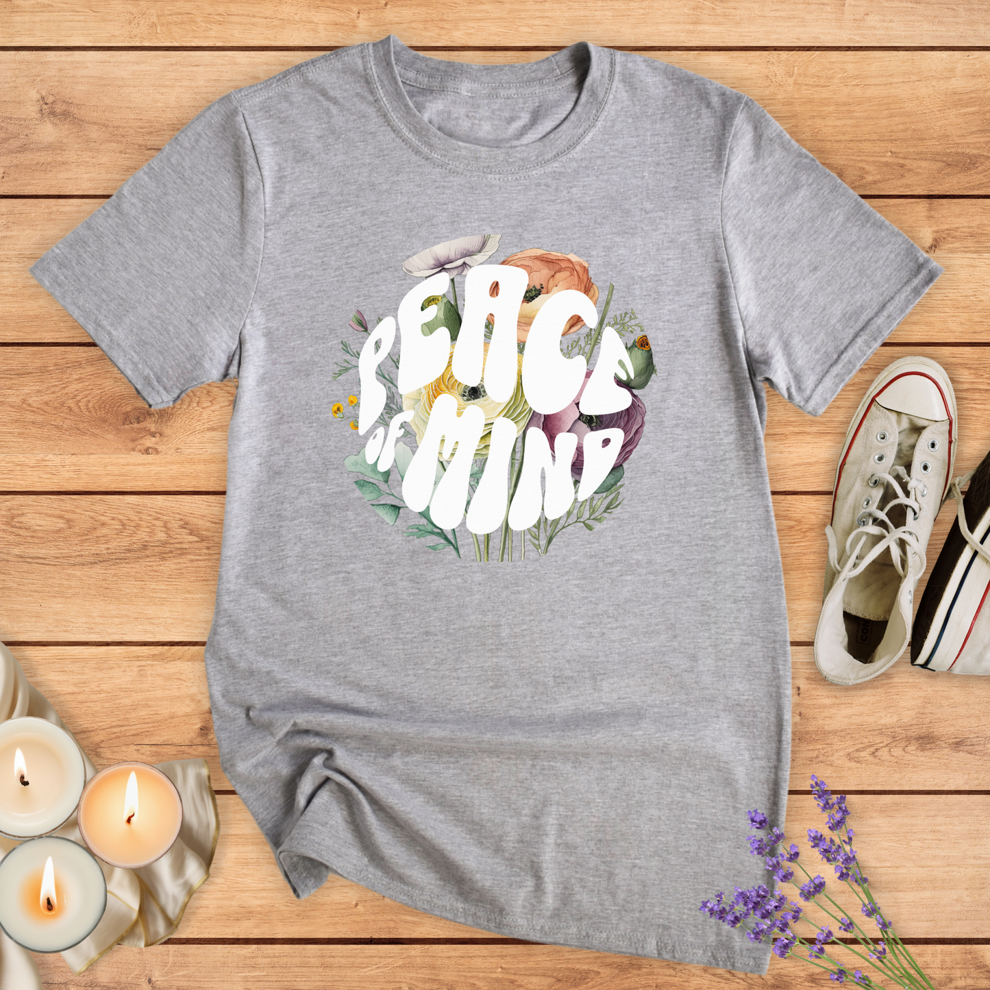 PEACEFUL FLOWERS T-SHIRT - Print Material - Vibe Culture