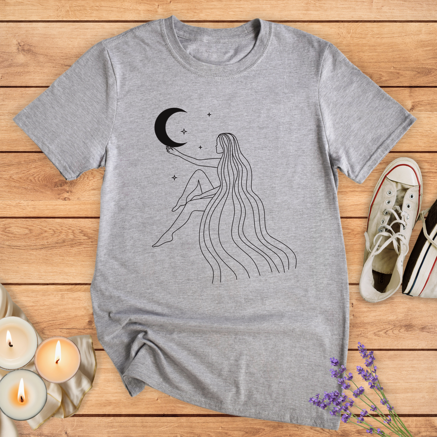 LADY WITH THE MOON T-SHIRT - T-Shirt - Vibe Culture