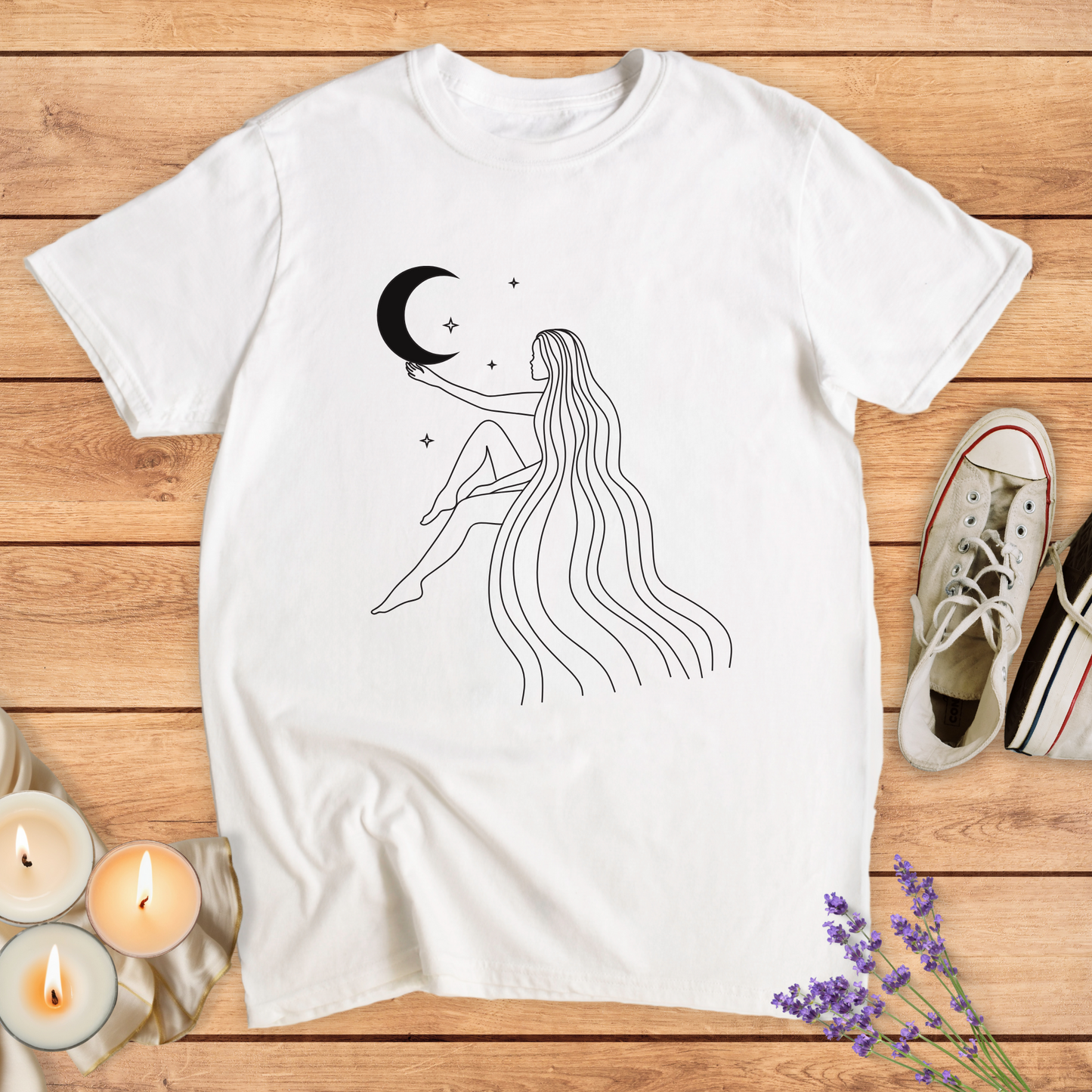 LADY WITH THE MOON T-SHIRT - T-Shirt - Vibe Culture