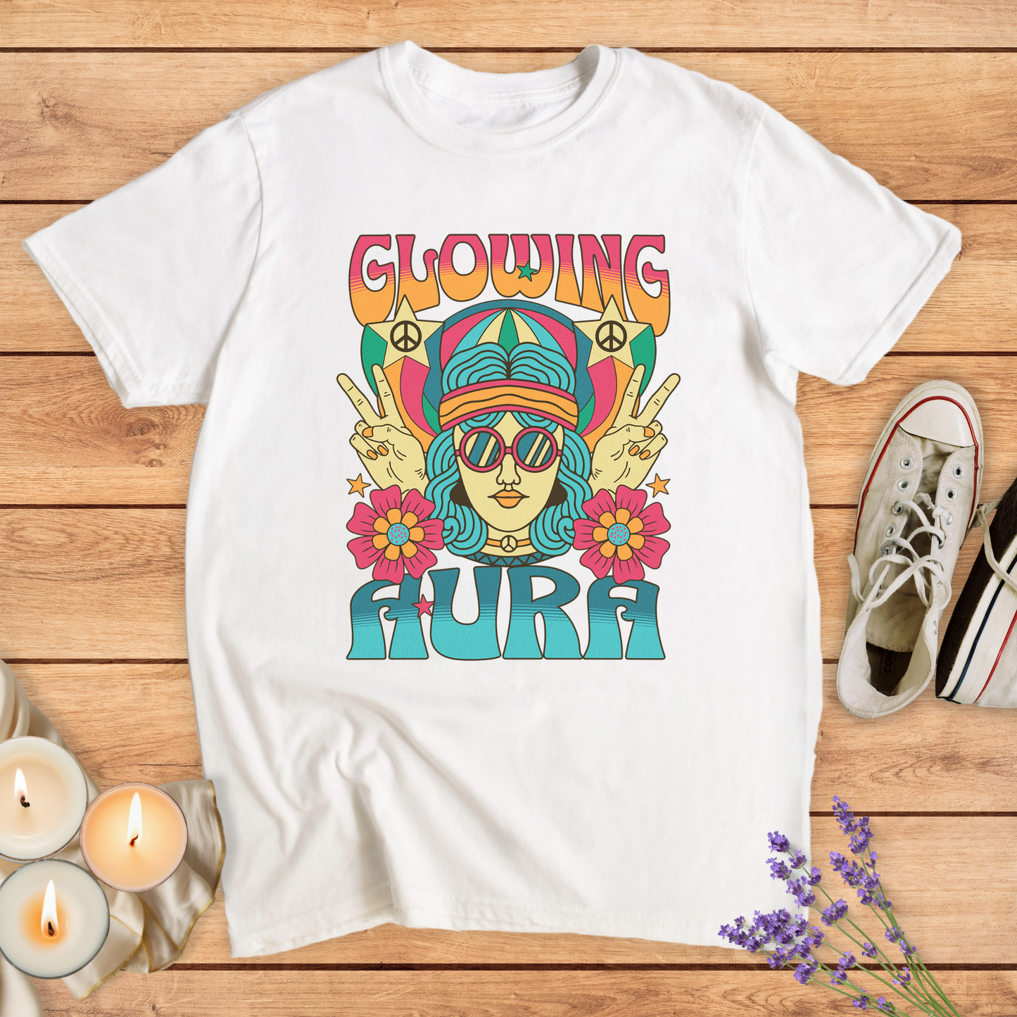 GLOWING AURA T-SHIRT - Print Material - Vibe Culture