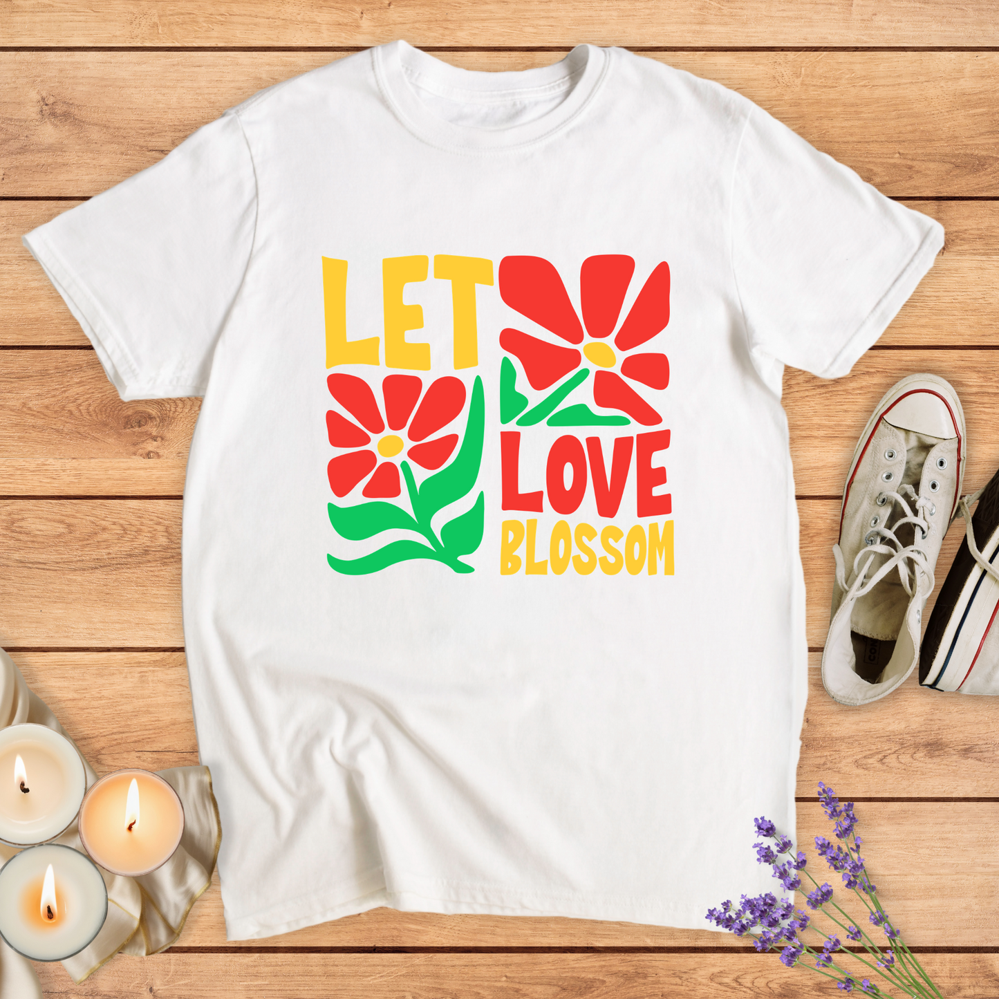 LET LOVE BLOSSOM T-SHIRT - Print Material - Vibe Culture