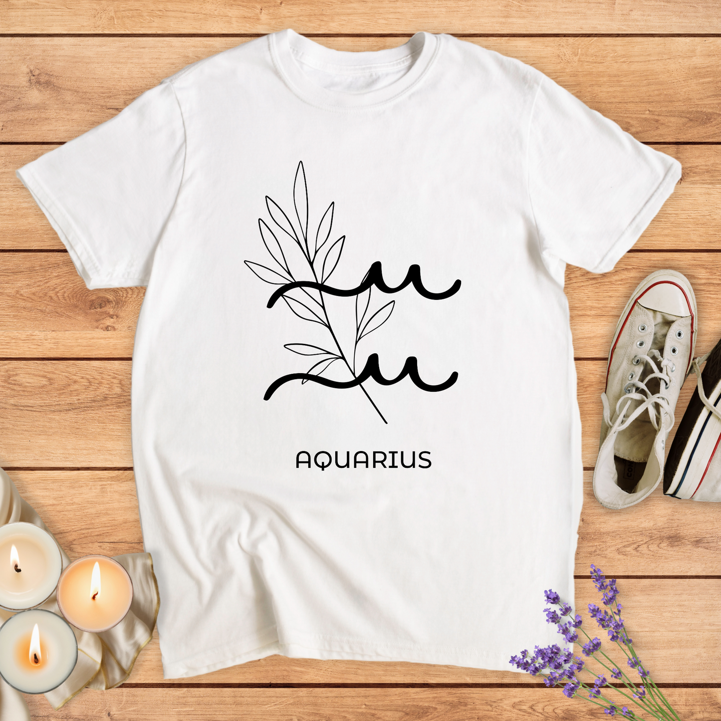 AQUARIUS FLOWER SIMPLE T-SHIRT