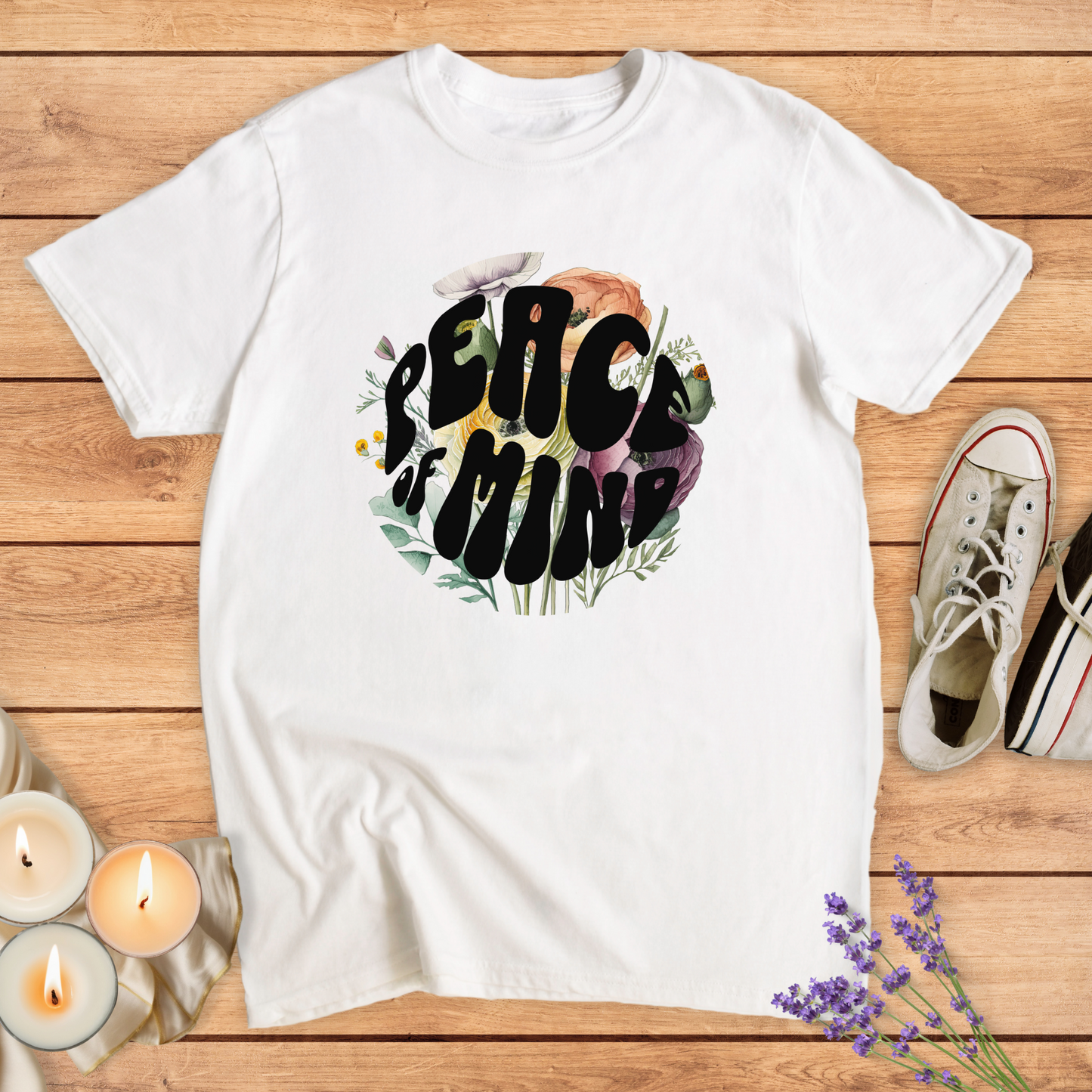 PEACEFUL FLOWERS T-SHIRT - Print Material - Vibe Culture
