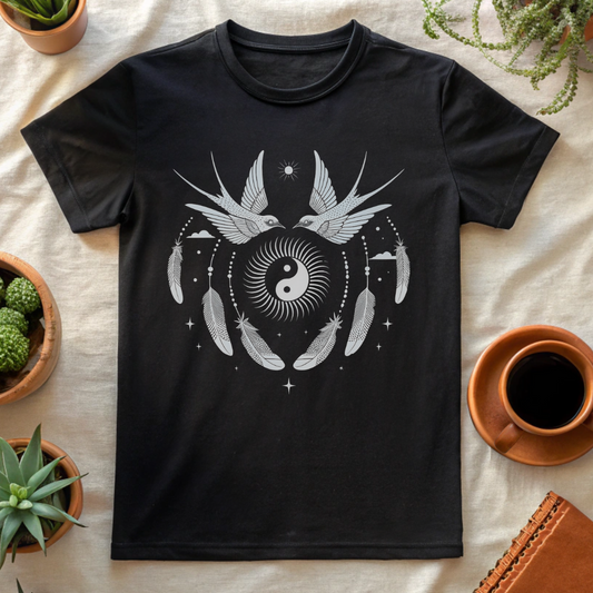 YIN FEATHERS T-SHIRT - T-Shirt - Astrotees.co